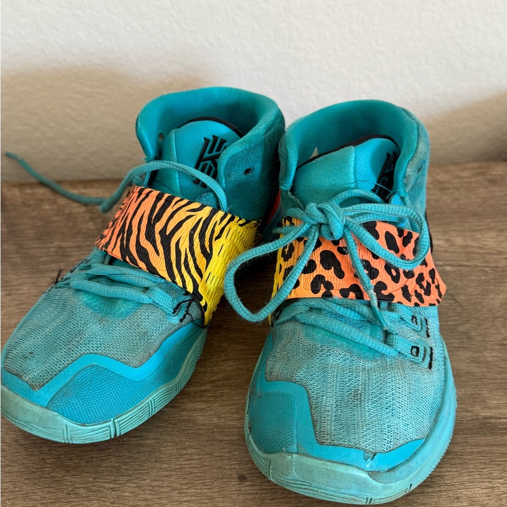 Kylie Nike Teal Kids Sneakers with Animal Print